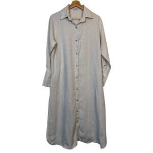 LJC Designs Linen Shirt Tunic Midi Dress Small Minimal Coastal Beach Lagenlook